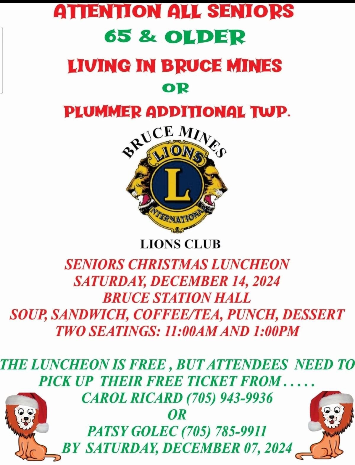 Lions Club Seniors Christmas Luncheon 