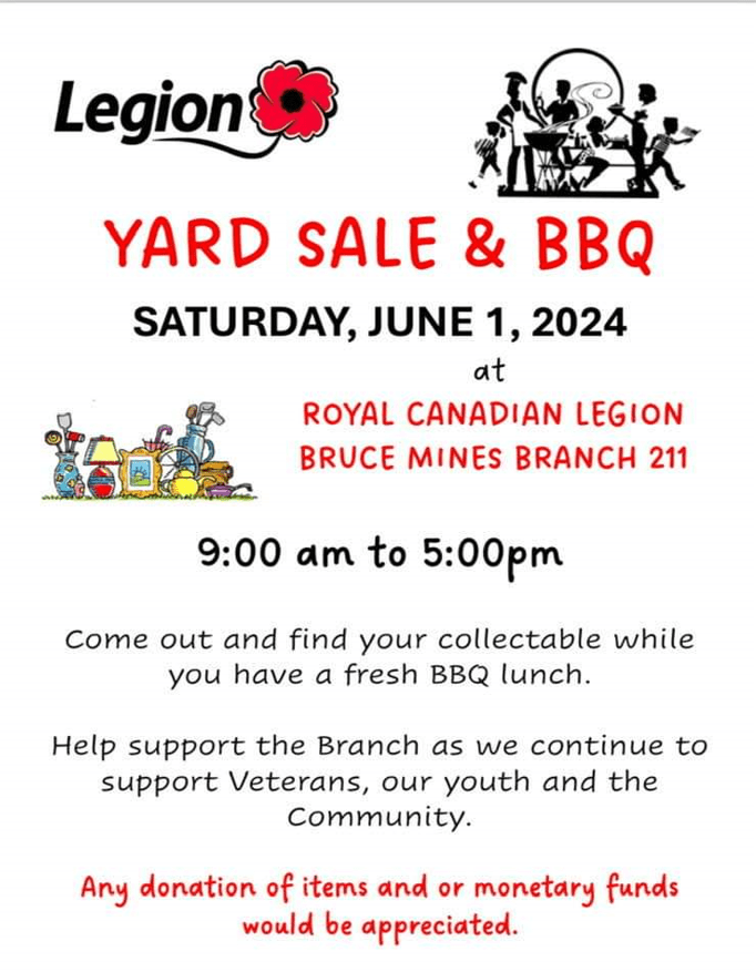 Royal Canadian Legion Br. 211 - Yard Sale/BBQ - June 1